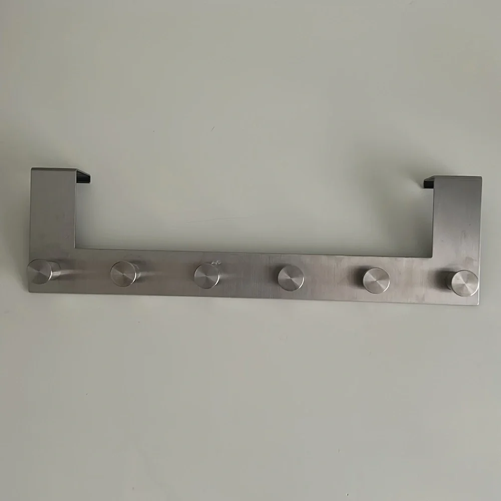 IKEA GRUNDTAL Stainless Steel Over-the-Door Hook Rack 6 Hooks Matte